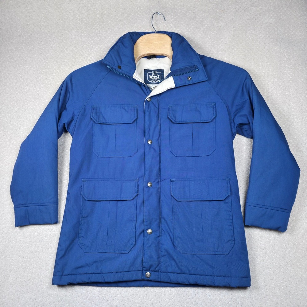 Vintage Woolrich USA Made Womens Parka‎ Coat Jacket M Blue Quilted Puffer Field